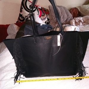 Victoria's Secret Large leather/faux leather fringe tote NWOT